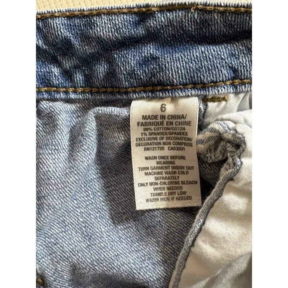 Aeropostale Shorty Blue Denim Shorts Size 6 Medium Wash Distressed Cutoff